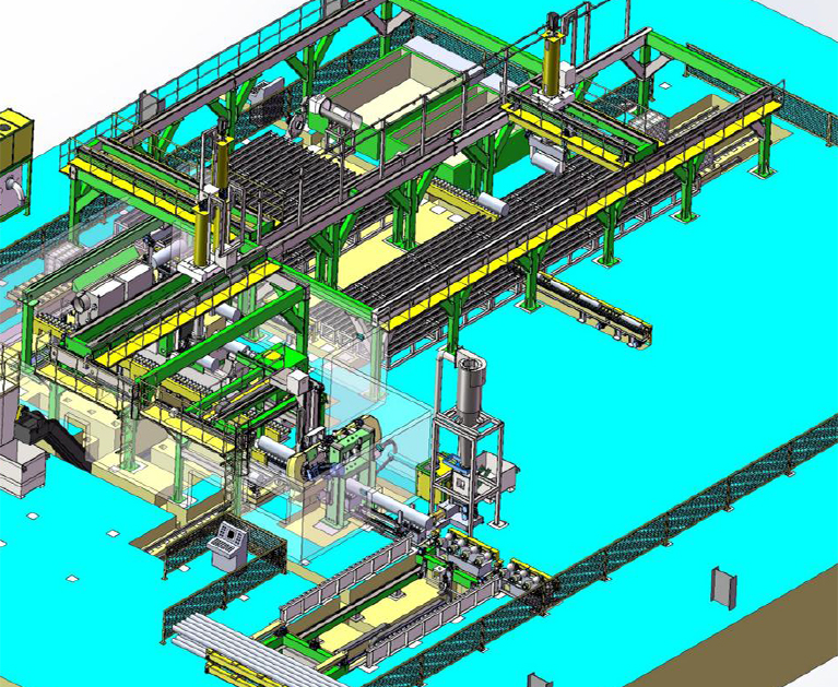 Billet Scalping Peeling and Boring System Diagram